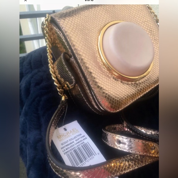 *FINAL* NWT $365 Michael Michael Kors Metallic Snakeskin Crossbody Camera Bag - Picture 8 of 10